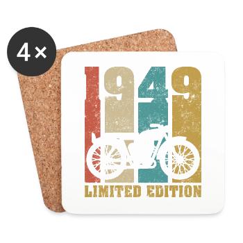 Vintage Moto 1949 Rétro Cadeau D'anniversaire - Dessous de verre (lot de 4) - blanc - Devant