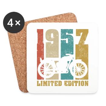 Vintage Moto 1957 Rétro Cadeau D'anniversaire - Dessous de verre (lot de 4) - blanc - Devant