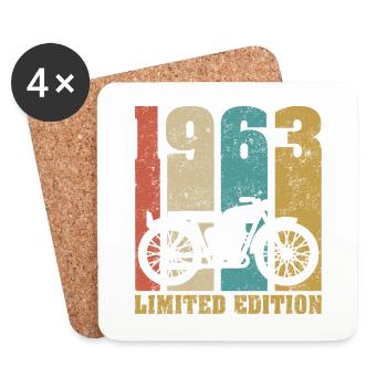 Vintage Moto 1963 Rétro Cadeau D'anniversaire - Dessous de verre (lot de 4) - blanc - Devant