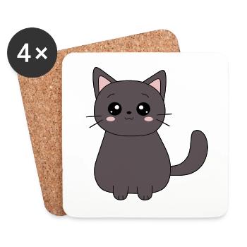 Black Cat Cat Sweet Kitten Christmas Gift - Coasters (set of 4) - white - Front