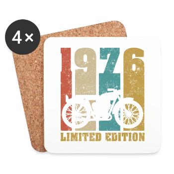 Vintage Moto 1976 Rétro Cadeau D'anniversaire - Dessous de verre (lot de 4) - blanc - Devant
