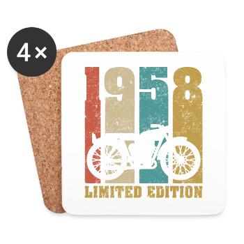 Vintage Moto 1958 Rétro Cadeau D'anniversaire - Dessous de verre (lot de 4) - blanc - Devant