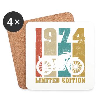 Vintage Moto 1974 Rétro Cadeau D'anniversaire - Dessous de verre (lot de 4) - blanc - Devant
