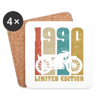Vintage Motorrad 1990 Retro Geburtstagsgeschenk - Untersetzer (4er-Set) - Weiß - Vorne