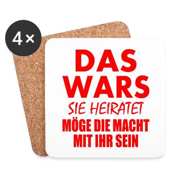 Das wars sie heiratet - Untersetzer (4er-Set) - Weiß - Vorne