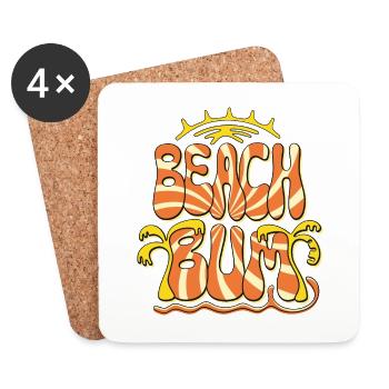 Beach Bum Palm Trees Summer Beach Retro Surf Holidays - Coasters (set of 4) - white - Front