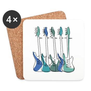 GUITARES ELECTRIQUES LINE ART - Dessous de verre (lot de 4) - blanc - Devant