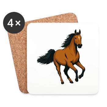 Étalon ambré au galop - Dessous de verre (lot de 4) - blanc - Devant
