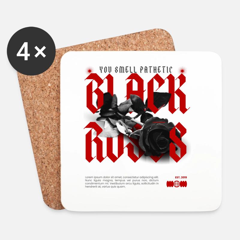 Rebellische schwarze Rose mit Statement - Untersetzer (4er-Set) - Weiß