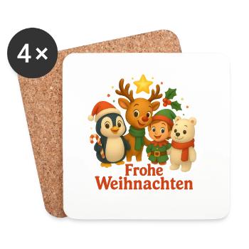 Merry Christmas Winter Friends Scene - Coasters (set of 4) - white - Front