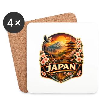 Japan Sunset Lantern Abzeichen - Untersetzer (4er-Set) - Weiß - Vorne