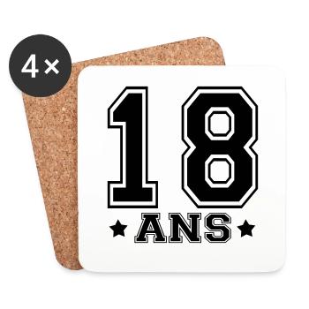 18 ANS,âge,numéro - Dessous de verre (lot de 4) - blanc - Devant