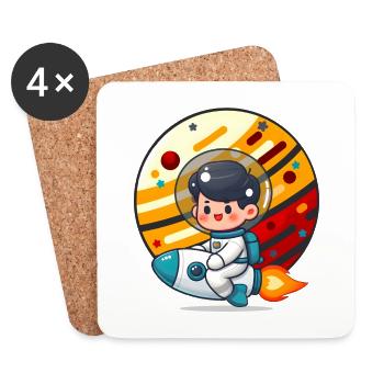 Little kid Astronaut Rocket Ride Tees - Coasters (set of 4) - white - Front