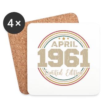 April 1961 Retro April 1961 Birthday Gift - Coasters (set of 4) - white - Front