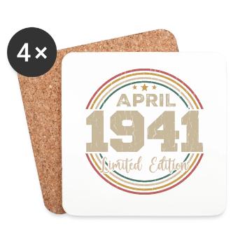 April 1941 Retro April 1941 Birthday Gift - Coasters (set of 4) - white - Front
