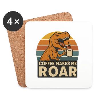 Dinosaur Coffee Roar Fun Design - Coasters (set of 4) - white - Front