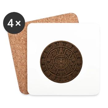 Aztec Calendar Stone Relief - Coasters (set of 4) - white - Front