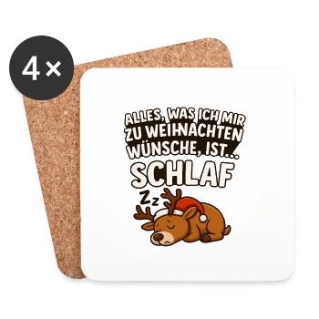 Noël mignon renne sommeil dessin animé pull - Dessous de verre (lot de 4) - blanc - Devant