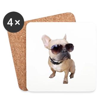 french bulldog chien - Dessous de verre (lot de 4) - blanc - Devant