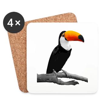 Toucan Tucan oiseau des Caraïbes - Dessous de verre (lot de 4) - blanc - Devant