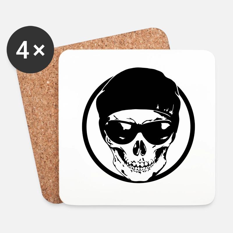 Totenkopf - Untersetzer (4er-Set) - Weiß
