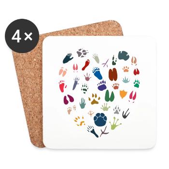 Animal heart - Coasters (set of 4) - white - Front
