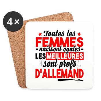 Prof Allemand Professeur Collège Allemagne Noël - Dessous de verre (lot de 4) - blanc - Devant