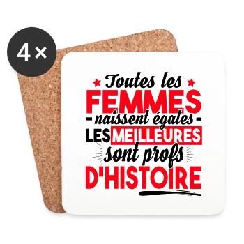 Prof Professeur Histoire Métier Collège Lycée - Dessous de verre (lot de 4) - blanc - Devant