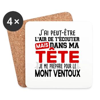 Mont Ventoux 2022 Cycliste Montagne Randonnée - Dessous de verre (lot de 4) - blanc - Devant