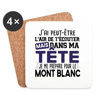 2022 Mont Blanc Montagne Randonnée Alpes Humour - Dessous de verre (lot de 4) - blanc - Devant