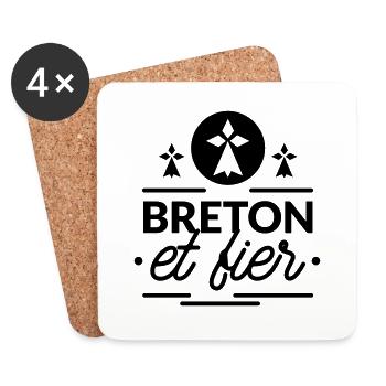 Breton et fier - Dessous de verre (lot de 4) - blanc - Devant