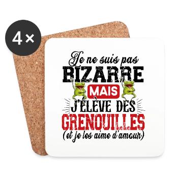 Grenouille Amphibien Cadeau Humour Étang Rainette - Dessous de verre (lot de 4) - blanc - Devant