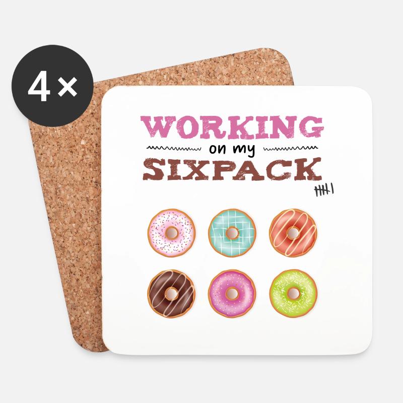 Working on my sixpack - Untersetzer (4er-Set) - Weiß