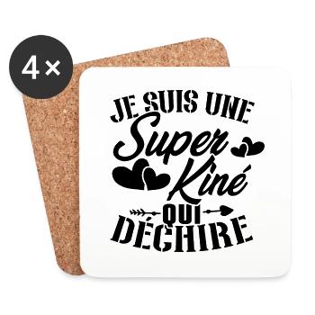 Je suis une Super kiné qui déchire - Dessous de verre (lot de 4) - blanc - Devant
