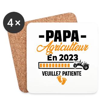 2023 Papa Agriculteur Agriculture Bébé Naissance - Dessous de verre (lot de 4) - blanc - Devant