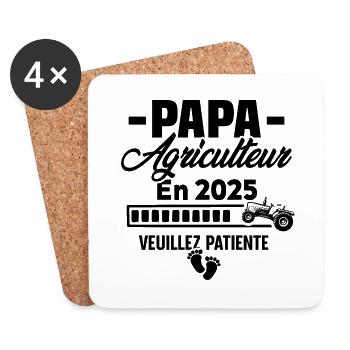 2025 Papa Agriculteur Agriculture Bébé Naissance - Dessous de verre (lot de 4) - blanc - Devant