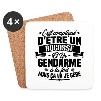 Bogosse et Gendarme à la fois mais ça va je gère - Dessous de verre (lot de 4) - blanc - Devant