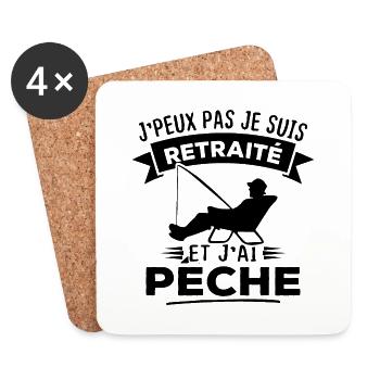 J'peux pas je suis retraité et j'ai pêche - Dessous de verre (lot de 4) - blanc - Devant