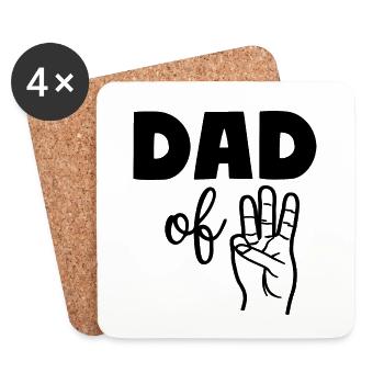Dad of Three 3 Dad - Untersetzer (4er-Set) - Weiß - Vorne