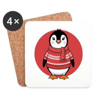 Pinguin süß Winter Schal Südpol Antarktis - Untersetzer (4er-Set) - Weiß - Vorne