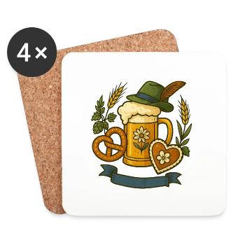Chope à bière et design de pain d’épice - Dessous de verre (lot de 4) - blanc - Devant