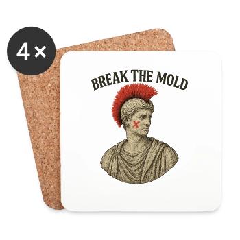 Buste ancien avec motif de protestation audacieux - Dessous de verre (lot de 4) - blanc - Devant
