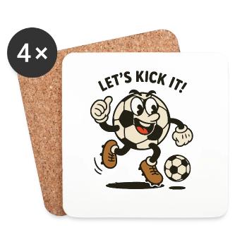 Caractère de football joyeux - Dessous de verre (lot de 4) - blanc - Devant