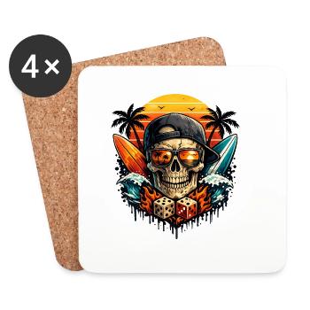 Sunset Skull Vibes - Coasters (set of 4) - white - Front