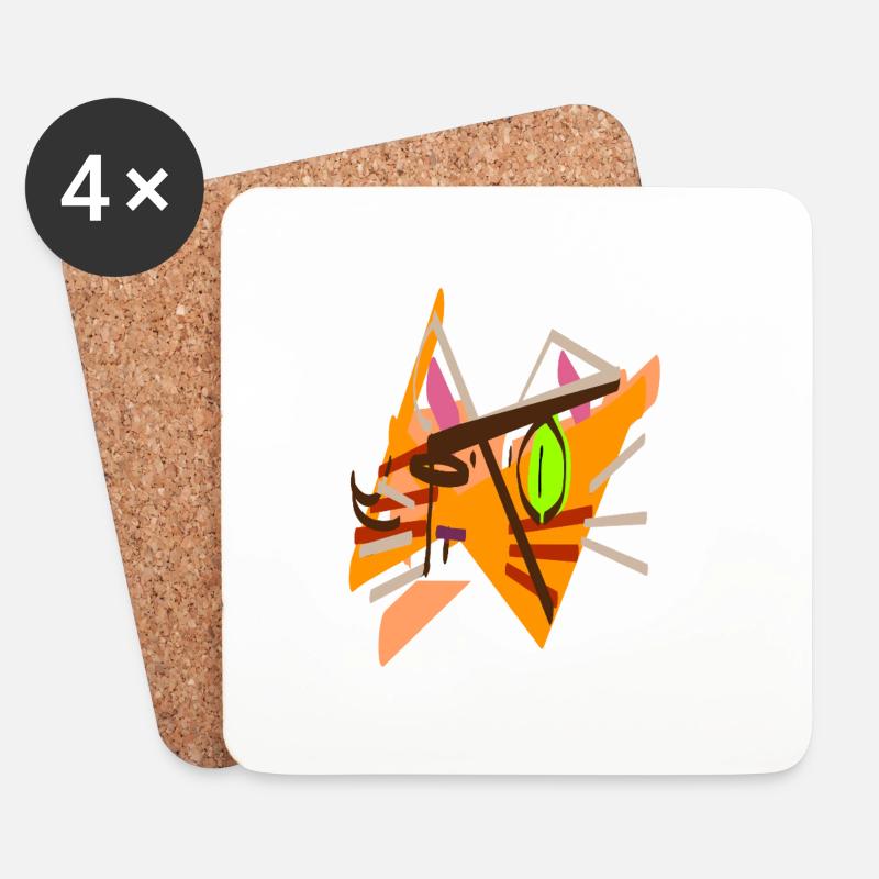 funny kitten abstract - Coasters (set of 4) - white