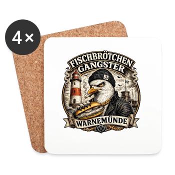 Fischbrötchen Gangster Warnemünde 2 - Untersetzer (4er-Set) - Weiß - Vorne