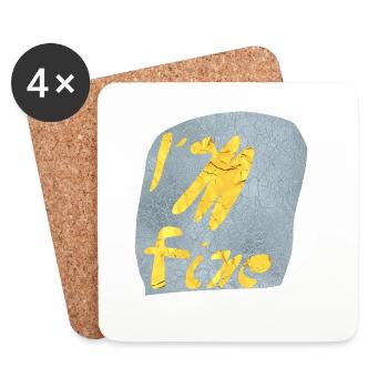 I’m Well – Conception de texte en feuille d’or - Dessous de verre (lot de 4) - blanc - Devant