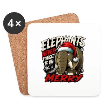 Noël des éléphants jamais oubliés - Dessous de verre (lot de 4) - blanc - Devant