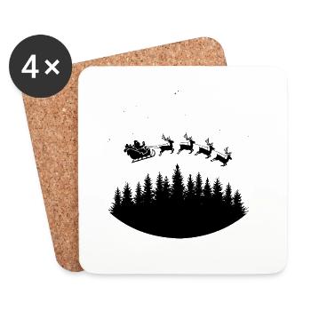 Weihnachtsmann Schlitten Rentiere - Untersetzer (4er-Set) - Weiß - Vorne
