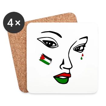 Free palestine women face - Dessous de verre (lot de 4) - blanc - Devant